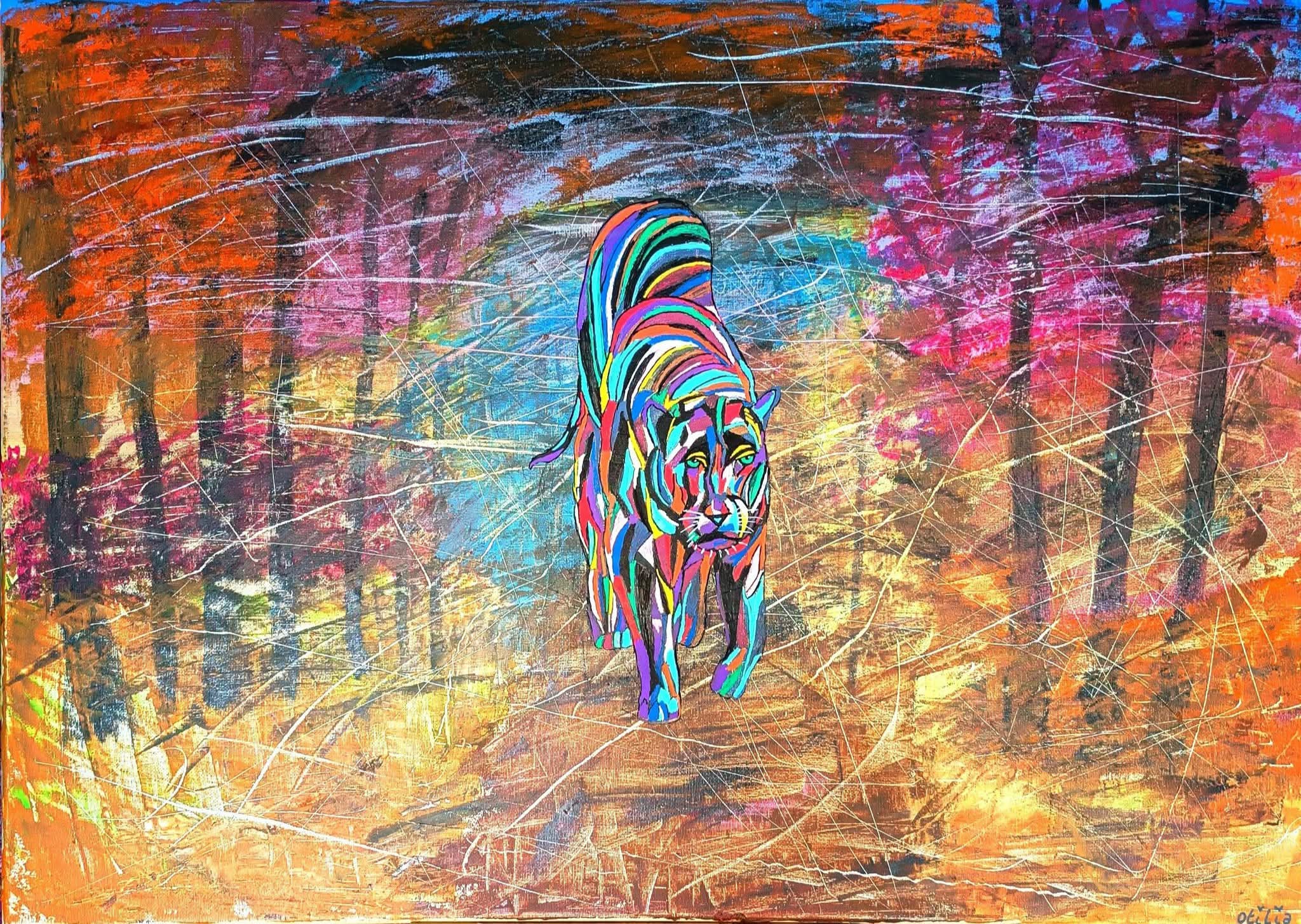 Une panthère tout en couleur